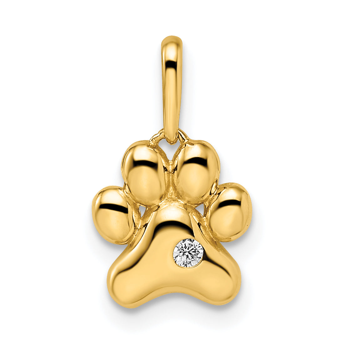 14k Madi K CZ Paw Print Pendant