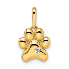 14k Madi K CZ Paw Print Pendant