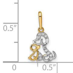 14K & Rhodium Madi K CZ Dog & Puppy Pendant