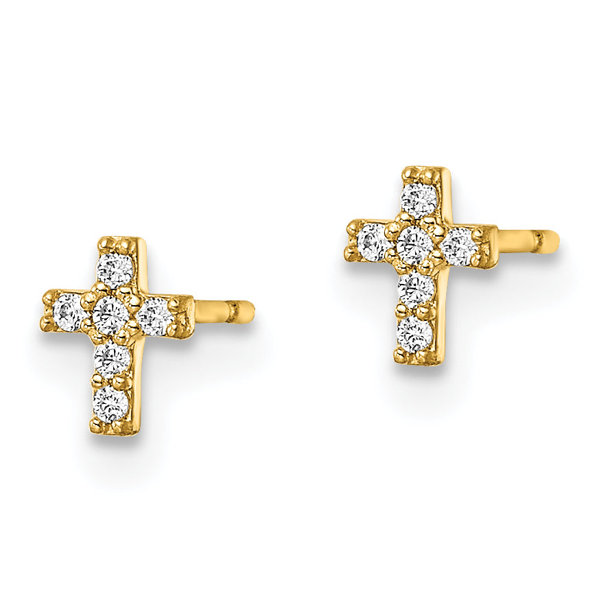 14k Madi K CZ Cross Post Earrings