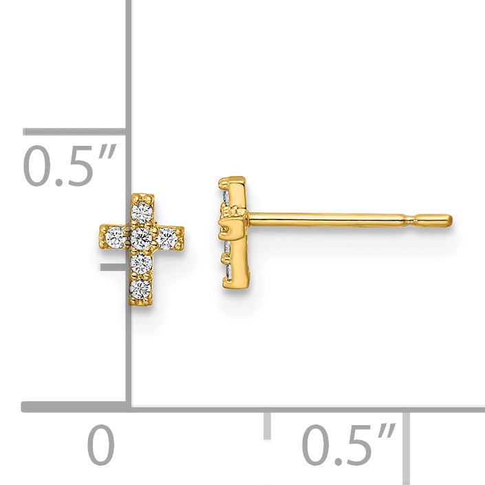 14k Madi K CZ Cross Post Earrings