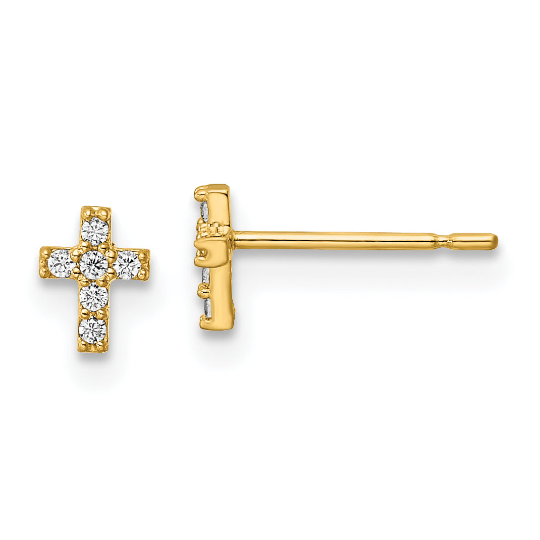 14k Madi K CZ Cross Post Earrings