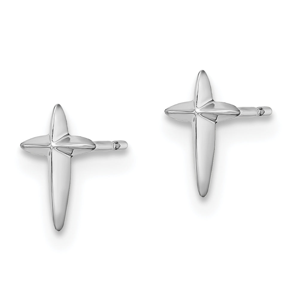 14k White Gold Madi K Cross Post Earrings