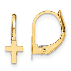 14K Madi K Polished Cross Leverback Earrings