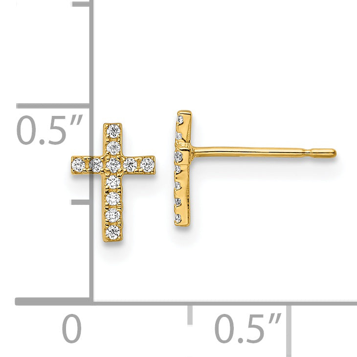 14k Madi K CZ Cross Post Earrings