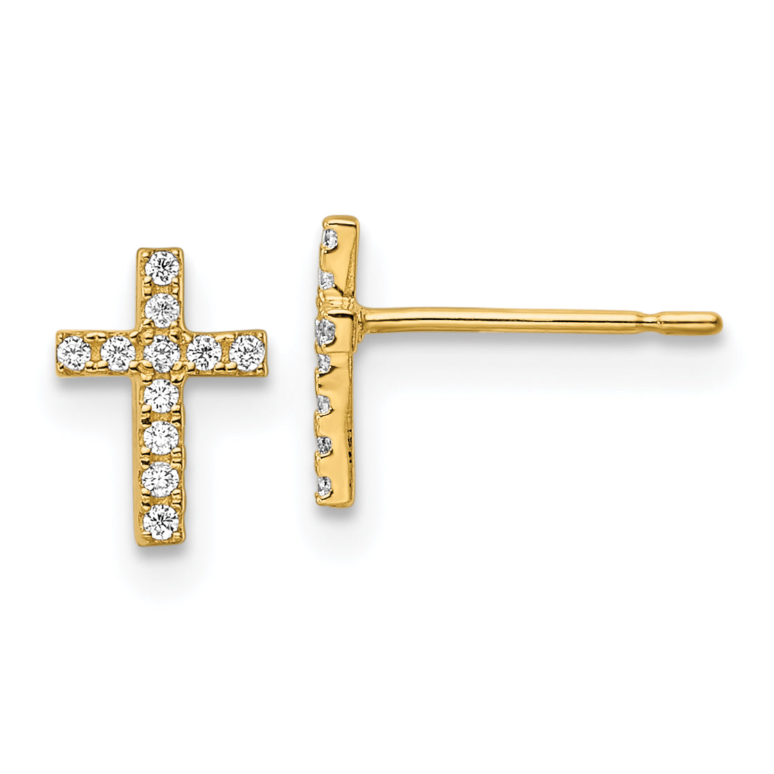 14k Madi K CZ Cross Post Earrings