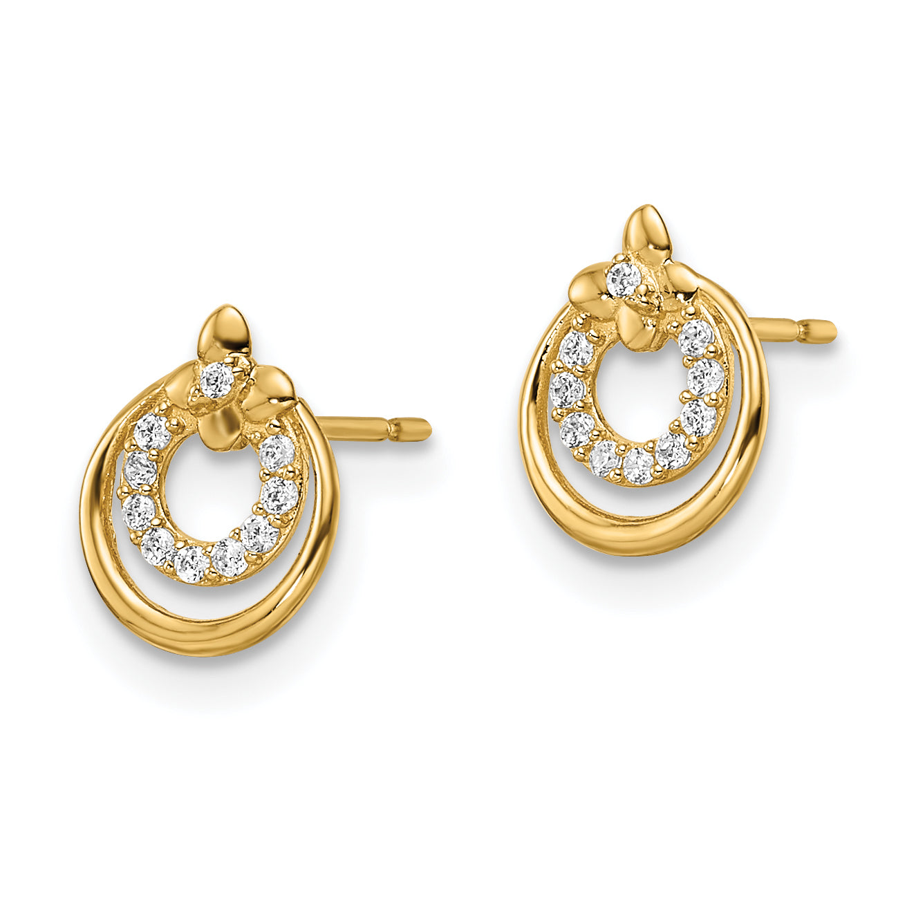 14k Madi K CZ Butterfly Circle Post Earrings