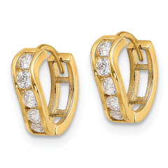 14k Madi K Polished CZ Wavy Hinged Huggie Hoop Earrings