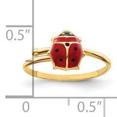 14k Polished Enameled Madi K Ladybug Adjustable Ring