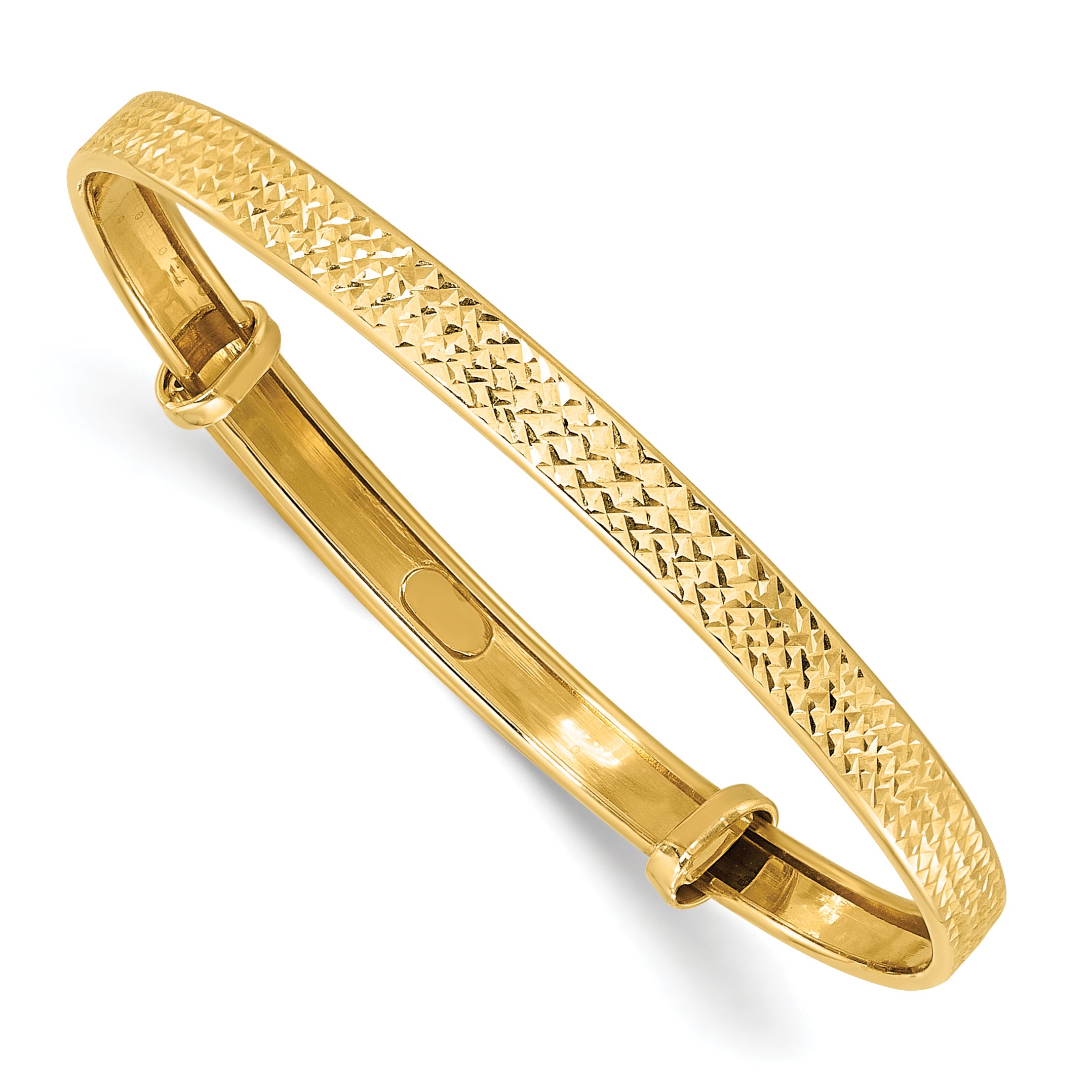 14K Polished Diamond-cut flexible Baby Bangle