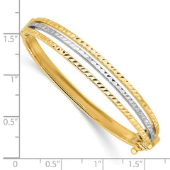 14K Two-tone Polished and Diamond-cut Hinged Baby Bangle