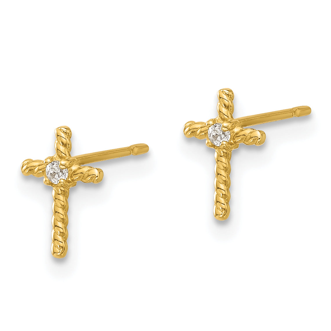 14k Madi K Polished CZ Cross Post Earrings