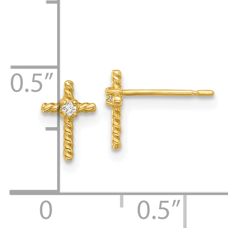 14k Madi K Polished CZ Cross Post Earrings