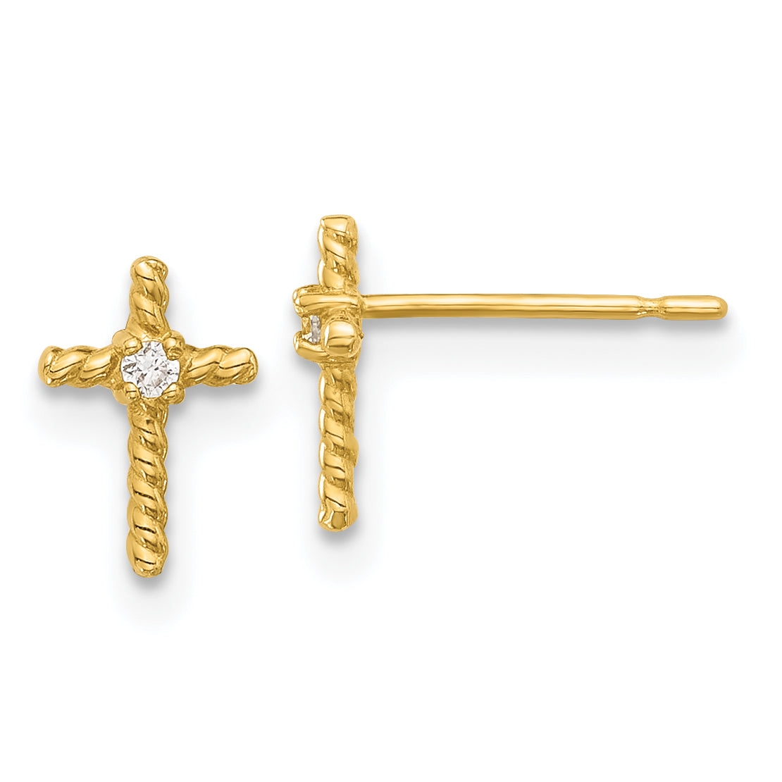 14k Madi K Polished CZ Cross Post Earrings