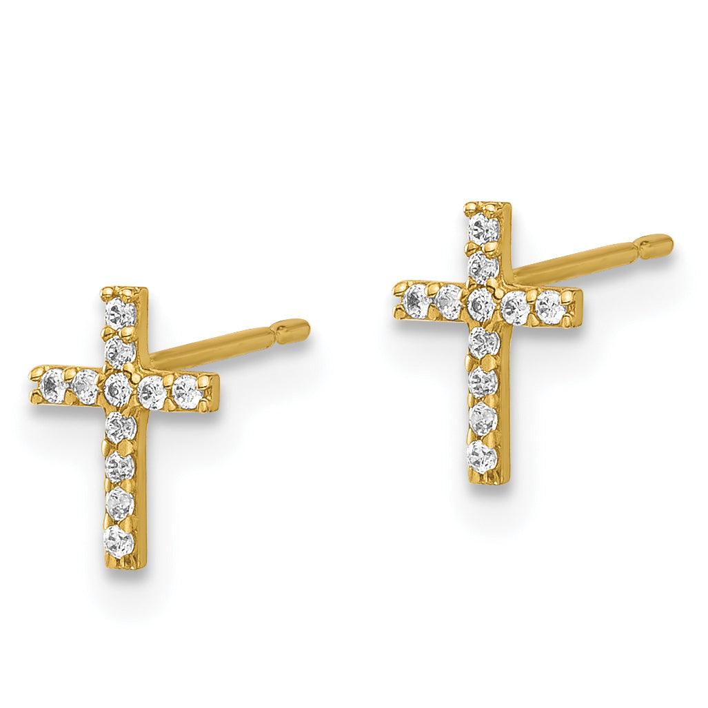 14k Madi K Polished CZ Cross Post Earrings