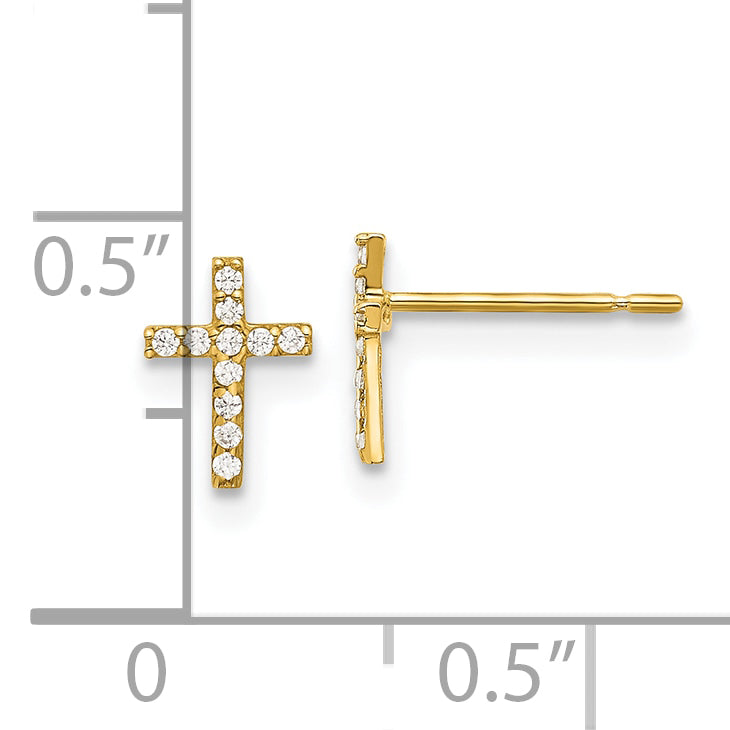 14k Madi K Polished CZ Cross Post Earrings