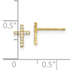 14k Madi K Polished CZ Cross Post Earrings