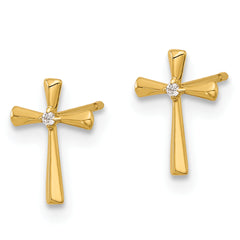 14k Madi K Polished CZ Cross Post Earrings