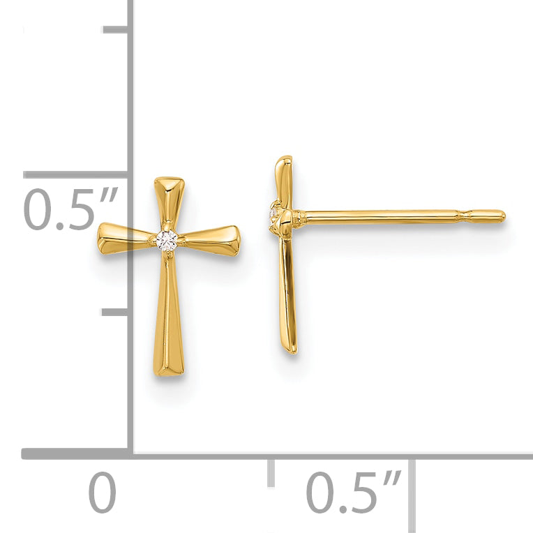 14k Madi K Polished CZ Cross Post Earrings