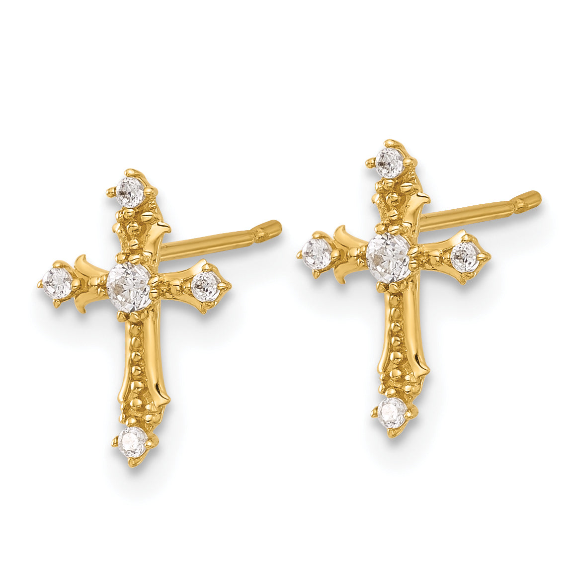 14k Madi K Polished CZ Passion Cross Post Earrings