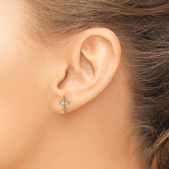 14k Madi K Polished CZ Passion Cross Post Earrings