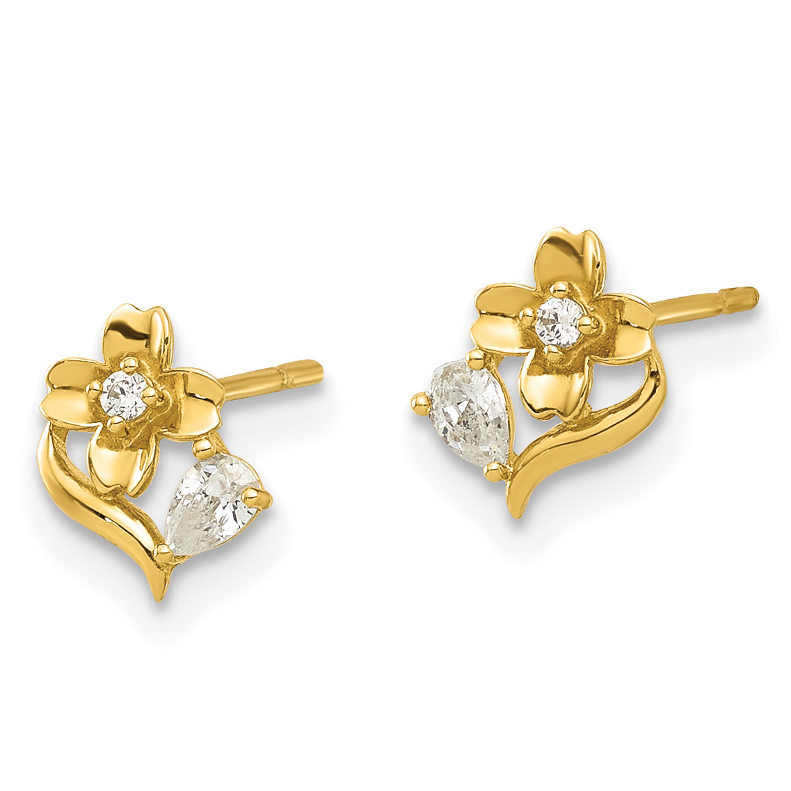 14k Madi K Polished CZ Flower Post Earrings