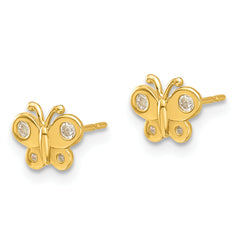 14k Madi K Polished CZ Butterfly Post Earrings