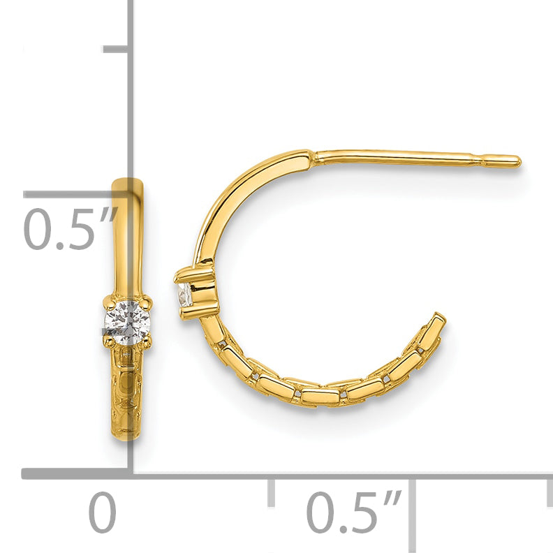 14k Madi K Polished CZ Link Post Hoop Earrings