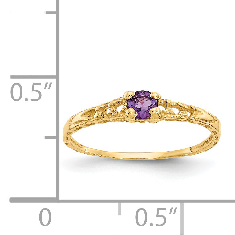 14k Madi K 3mm Amethyst Birthstone Baby Ring