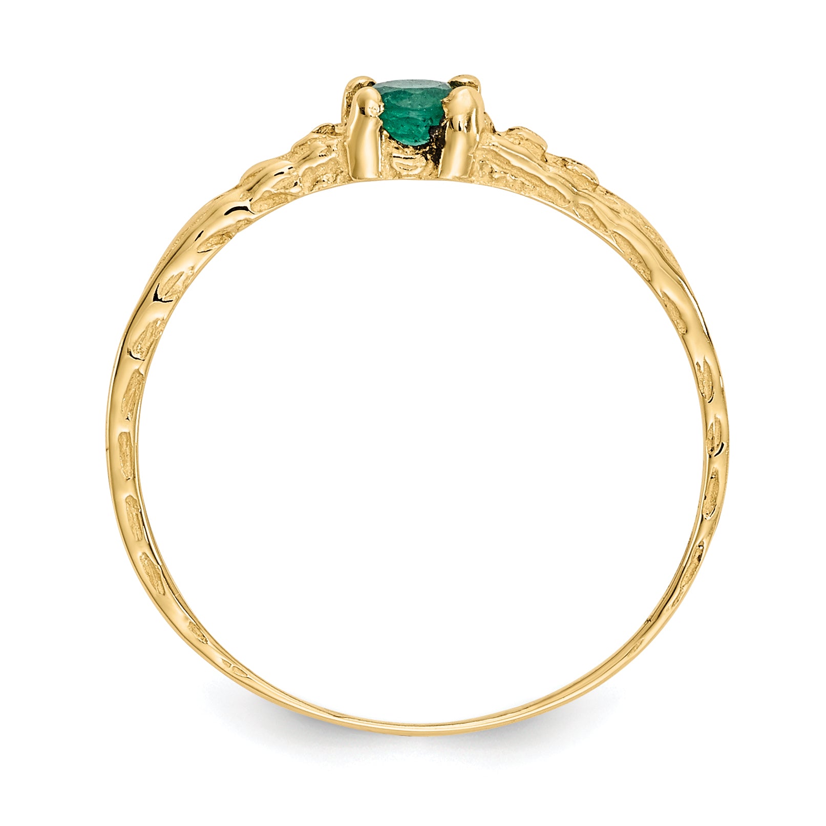 14k Madi K 3mm Emerald Birthstone Baby Ring