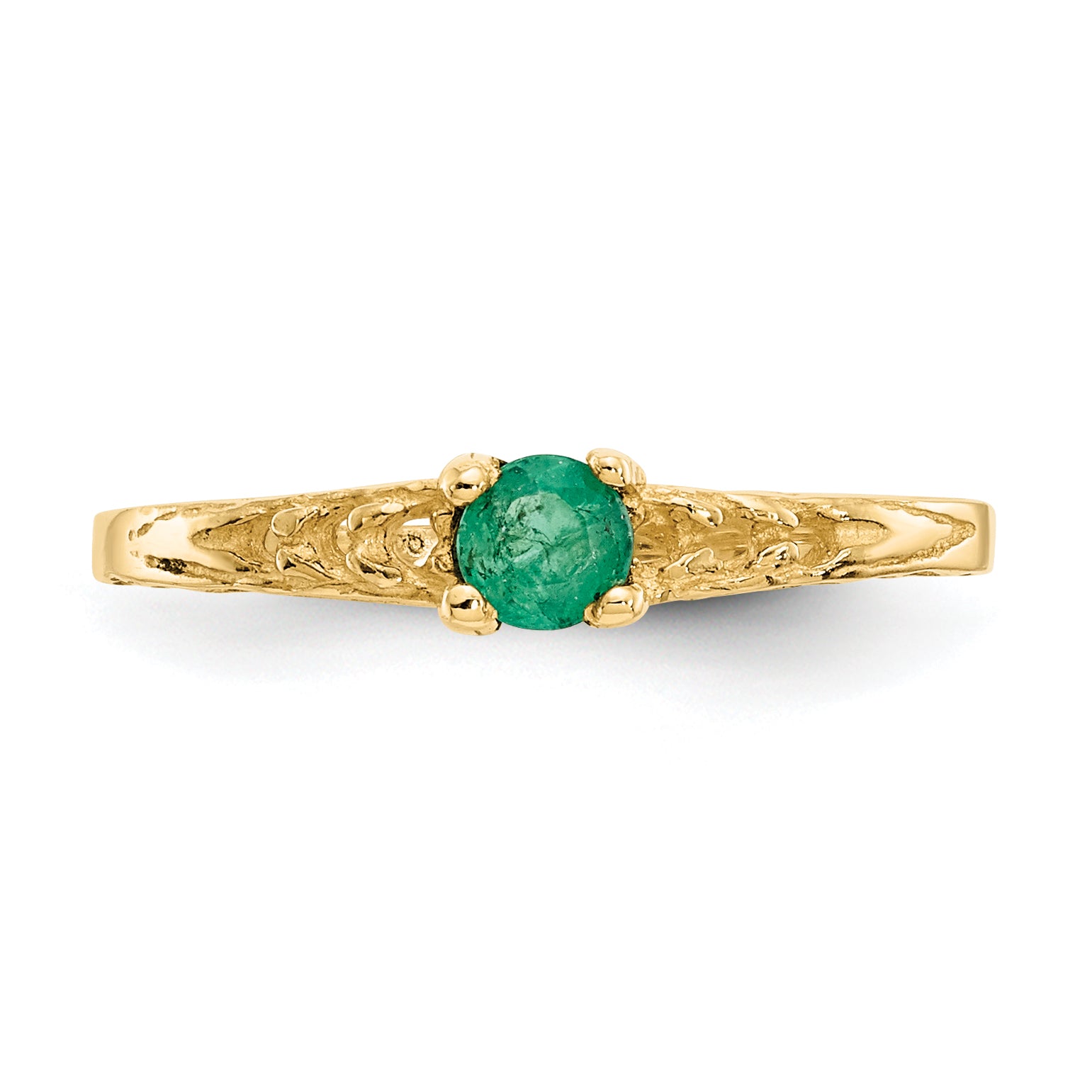 14k Madi K 3mm Emerald Birthstone Baby Ring