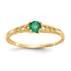 14k Madi K 3mm Emerald Birthstone Baby Ring