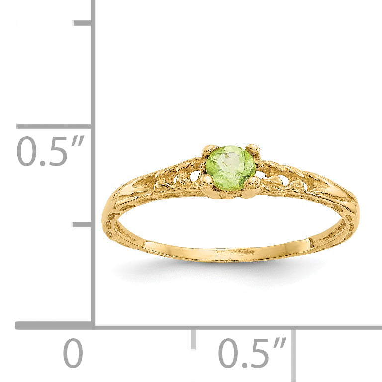 14k Madi K 3mm Peridot Birthstone Baby Ring