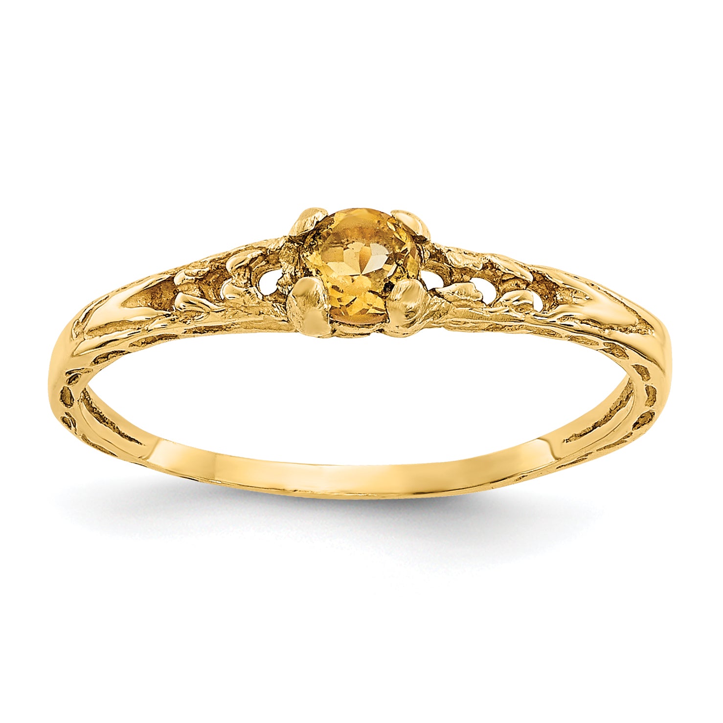 14k Madi K 3mm Citrine Birthstone Baby Ring