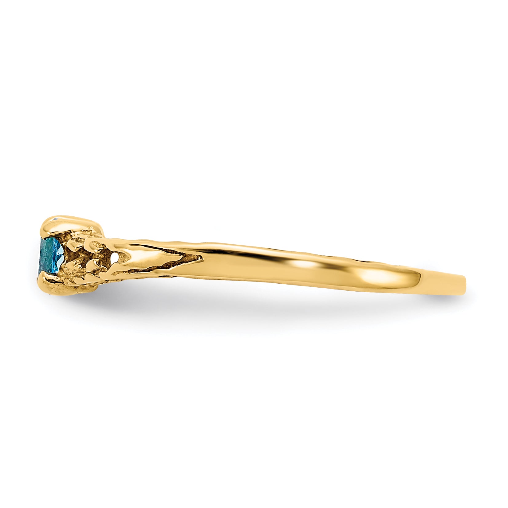 14k Madi K 3mm Blue Topaz Birthstone Baby Ring