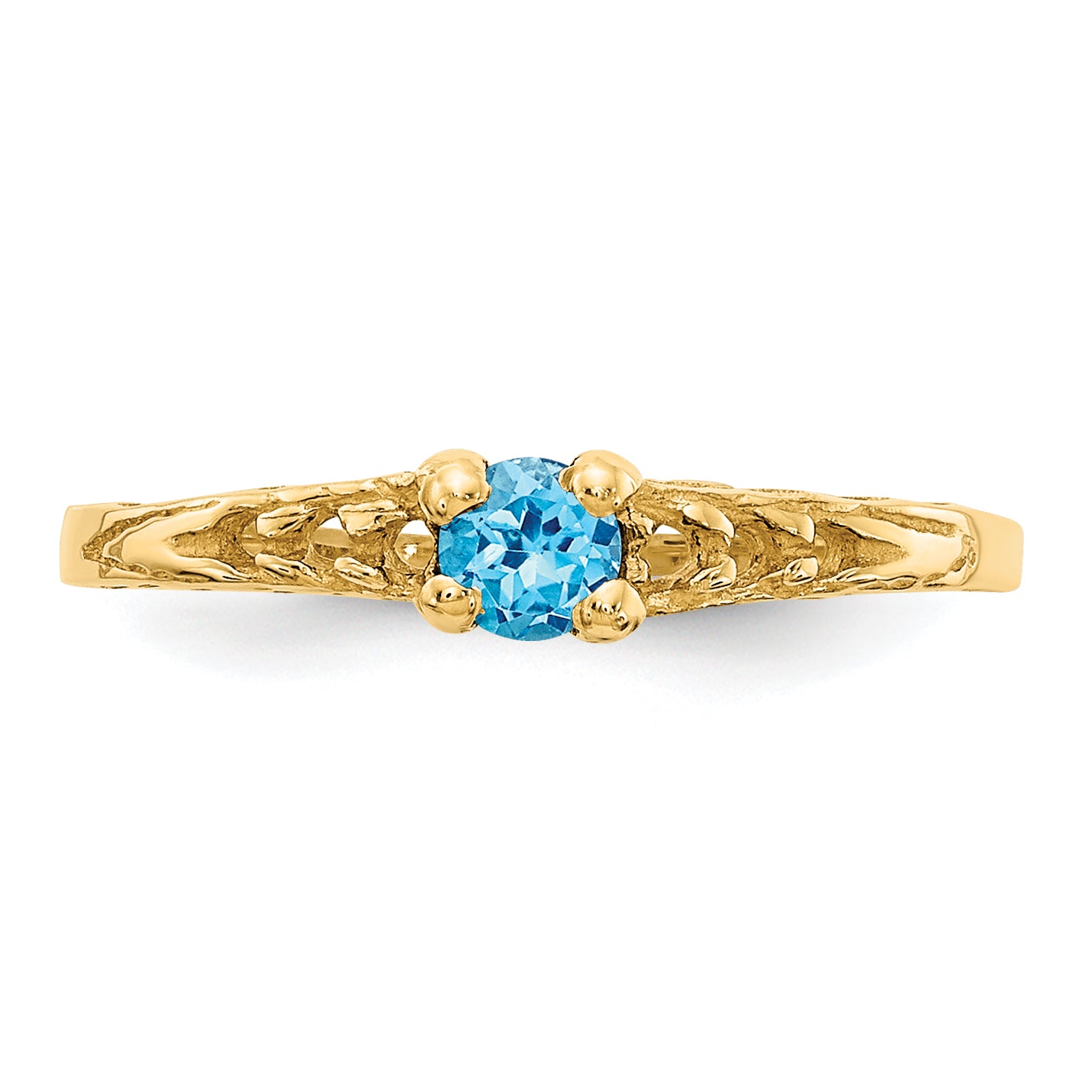 14k Madi K 3mm Blue Topaz Birthstone Baby Ring