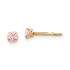 14k Madi K 3mm Pink CZ Earrings