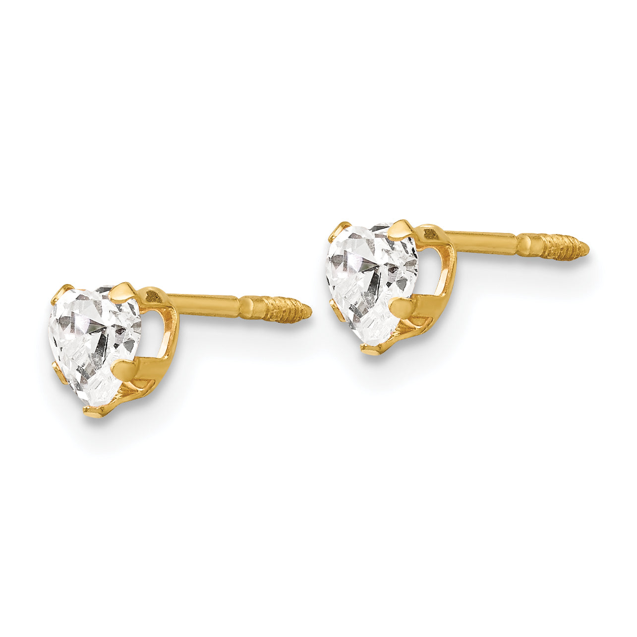 14K Madi K 4mm White CZ Heart Earrings