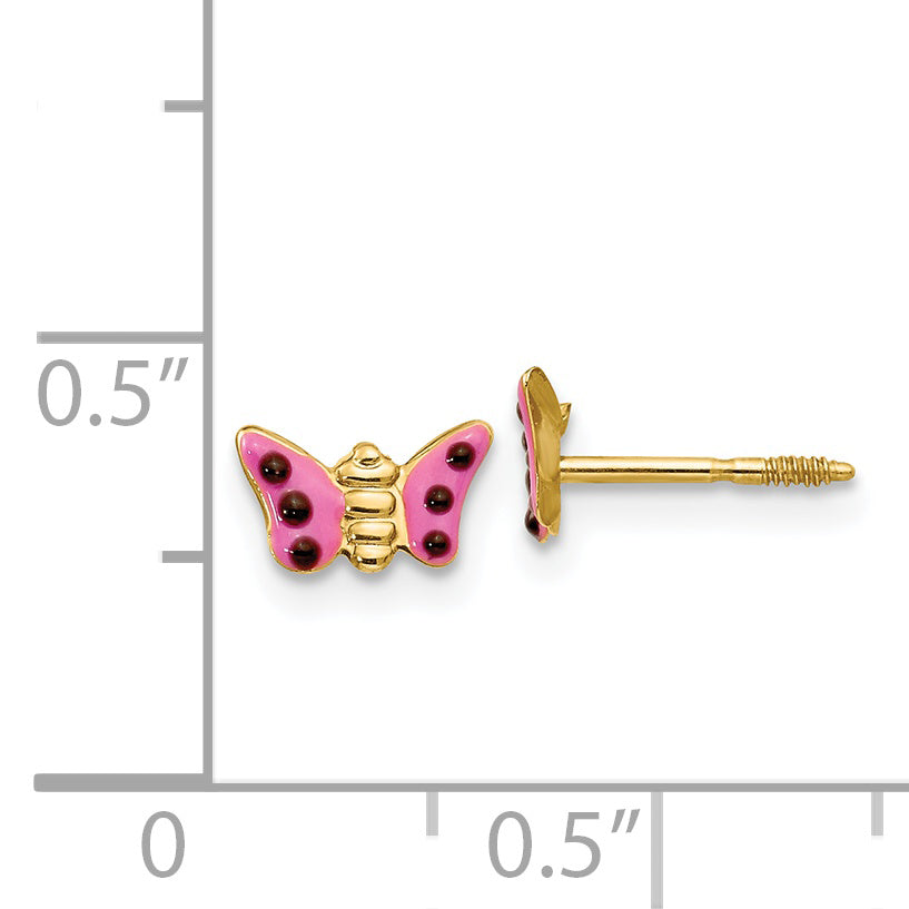 14k Madi K Pink Enameled Butterfly Earrings