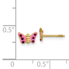 14k Madi K Pink Enameled Butterfly Earrings