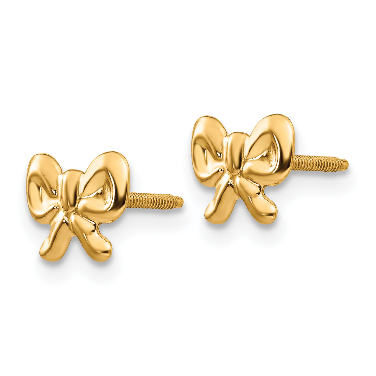 14K Gold Madi K Bow Screwback Earrings Polished, Nickel-Free, Elegant Design