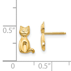 14K Gold Cat Earrings with Polished Finish and Nickel-Free Design