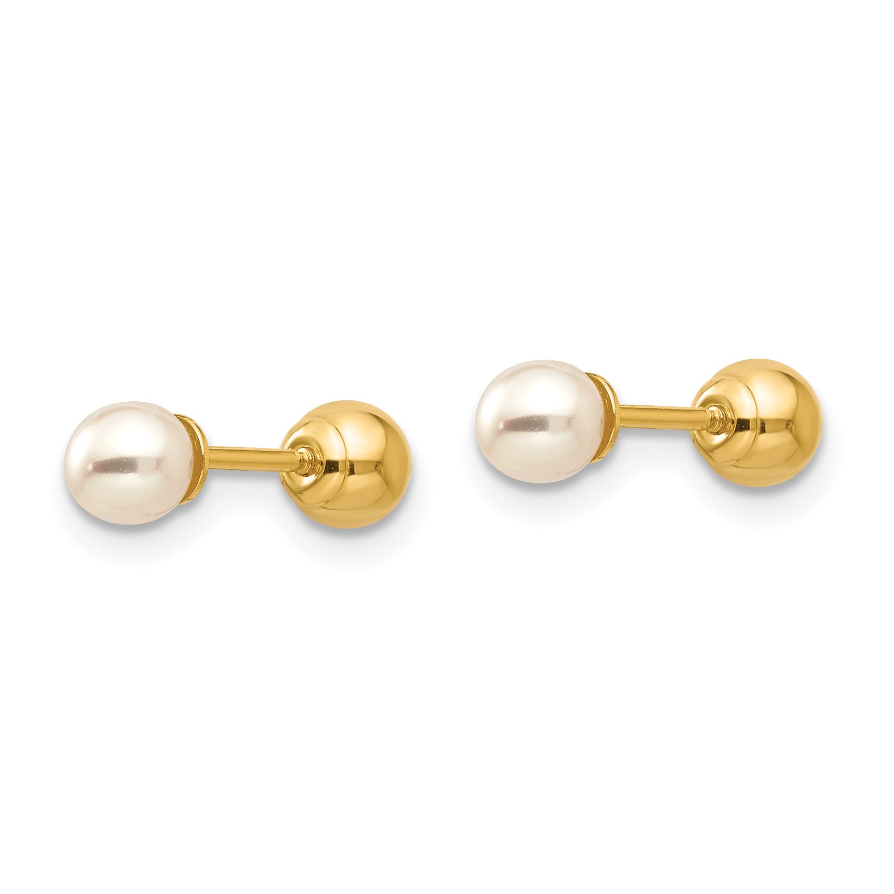 14K Gold Reversible Pearl & Gold Ball Earrings  Polished, Elegant Design for Women