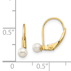 14K Gold Freshwater Cultured Pearl Leverback Earrings Polished, Nickel-Free