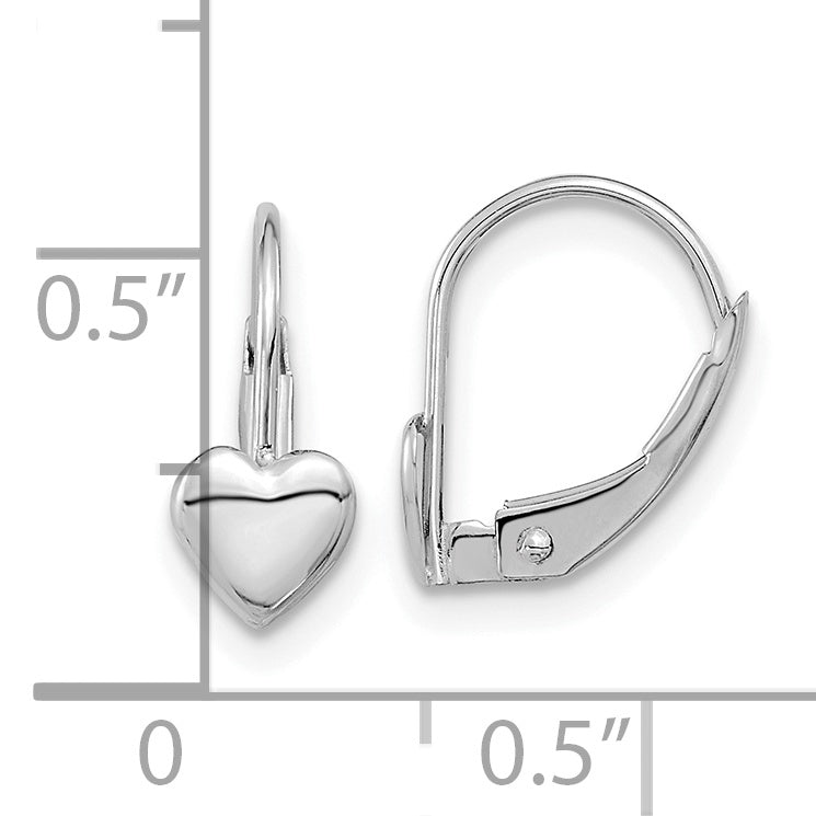 14k White Gold Madi K Heart Leverback Earrings