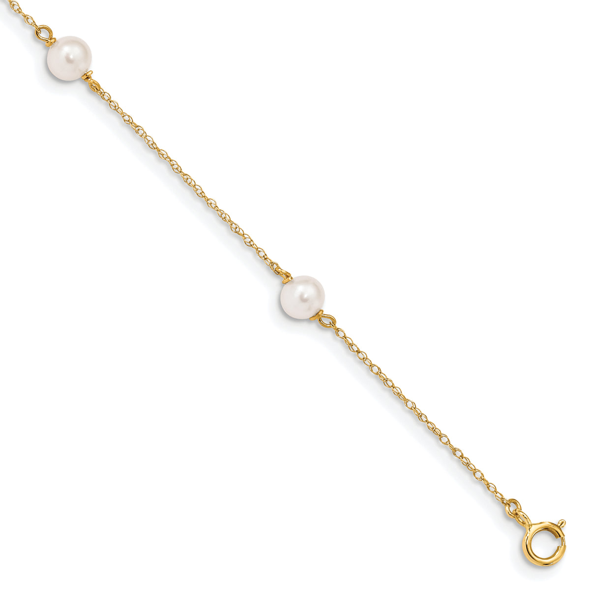 14K Madi K 5-6mm White Round FWC Pearl 3-station Bracelet