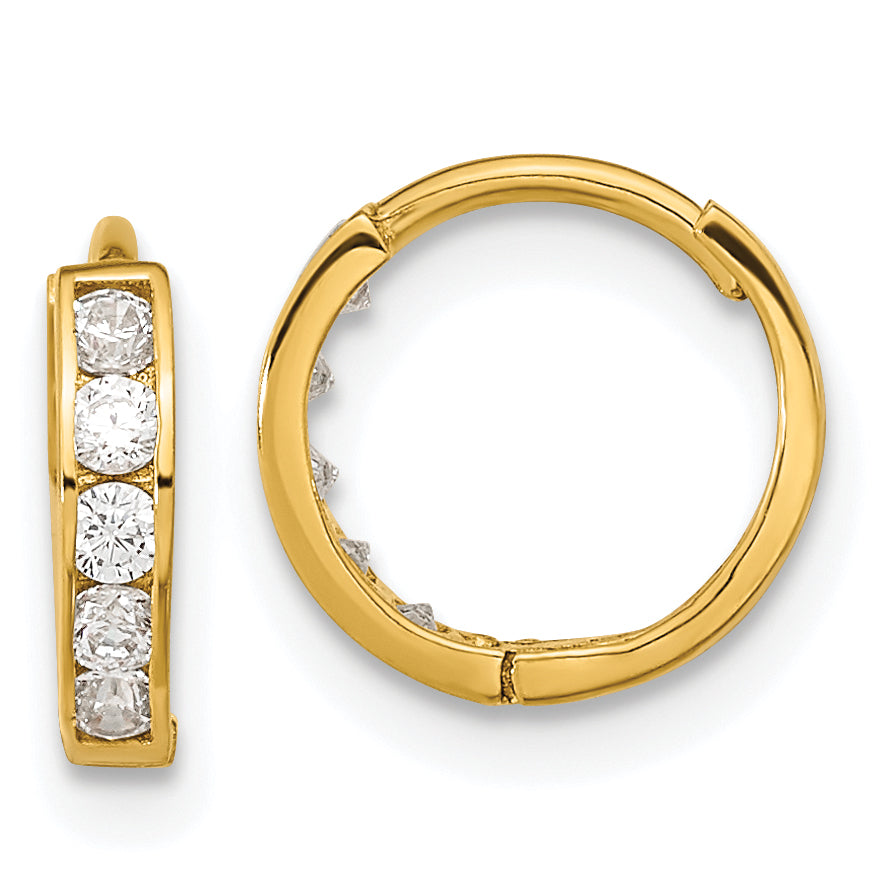 14k Madi K CZ Hinged Hoop Earrings