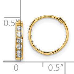 14k Madi K CZ Hinged Hoop Earrings