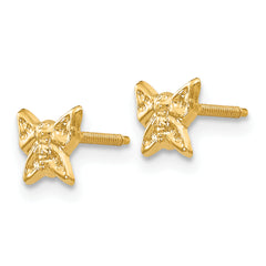 14K Gold Polished Butterfly Earrings with Screwback Solid & Nickel Free