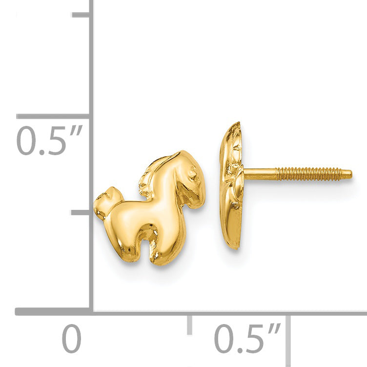 14K Gold Madi K Pony Screwback Earrings  Nickel Free, Polished, Solid